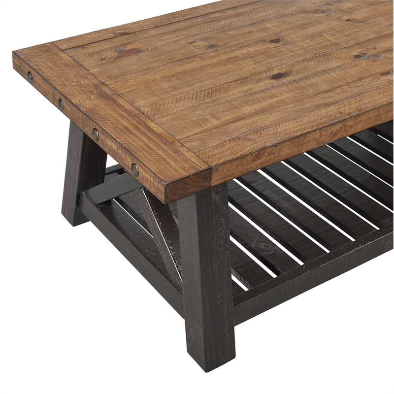 Home Square 2-Piece Set with Bolton Solid Wood Coffee Table & End Table