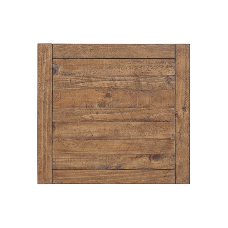 Home Square Bolton Solid Wood End Table in Black Stain and Natural - Set of 2