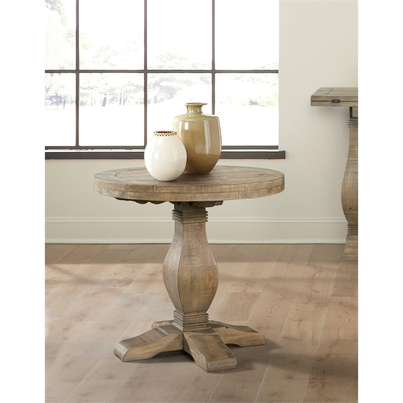 Home Square 2-Piece Set with Napa Solid Wood Coffee Table & Round End Table