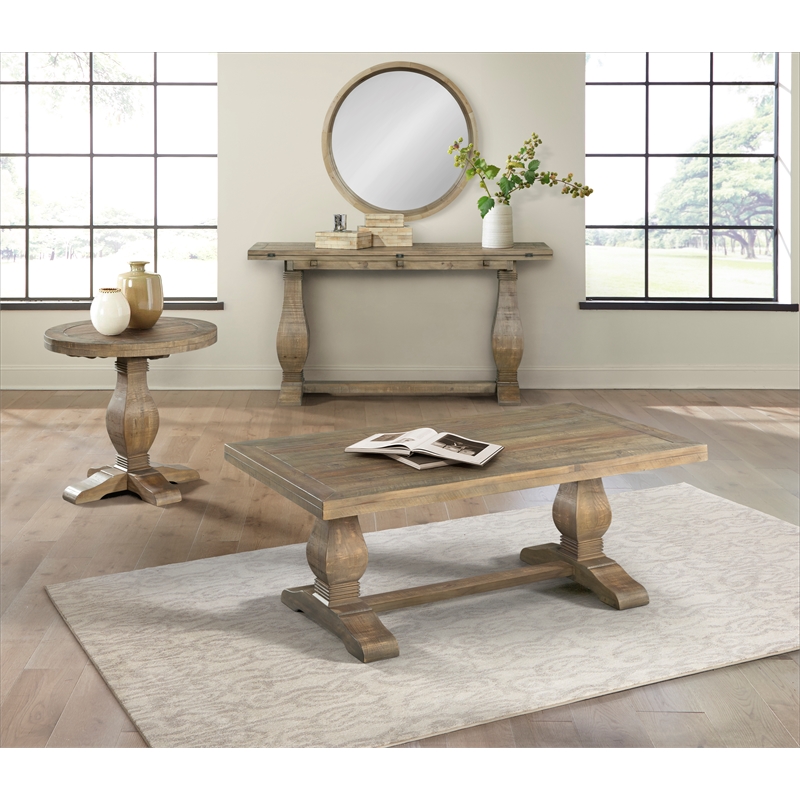Home Square 2-Piece Set with Napa Solid Wood Coffee Table & Round End Table