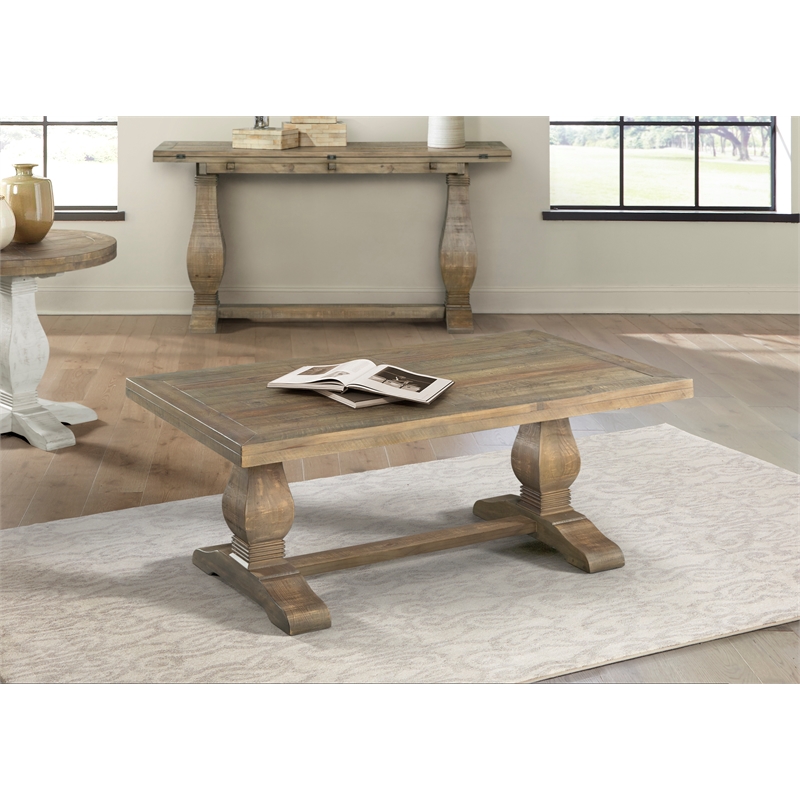 Home Square 2-Piece Set with Napa Solid Wood Coffee Table & Round End Table