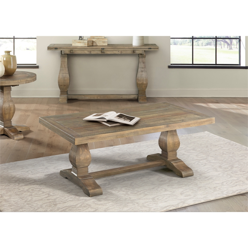 Home Square 2-Piece Set with Napa Solid Wood Coffee Table & Round End Table