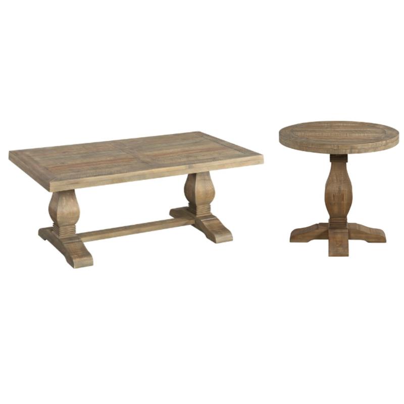 Home Square 2-Piece Set with Napa Solid Wood Coffee Table & Round End Table