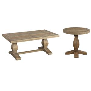 Home Square 2-Piece Set with Napa Solid Wood Coffee Table & Round End Table