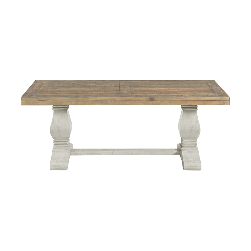 Home Square 2-Piece Set with Napa Solid Wood Coffee Table & End Table in White