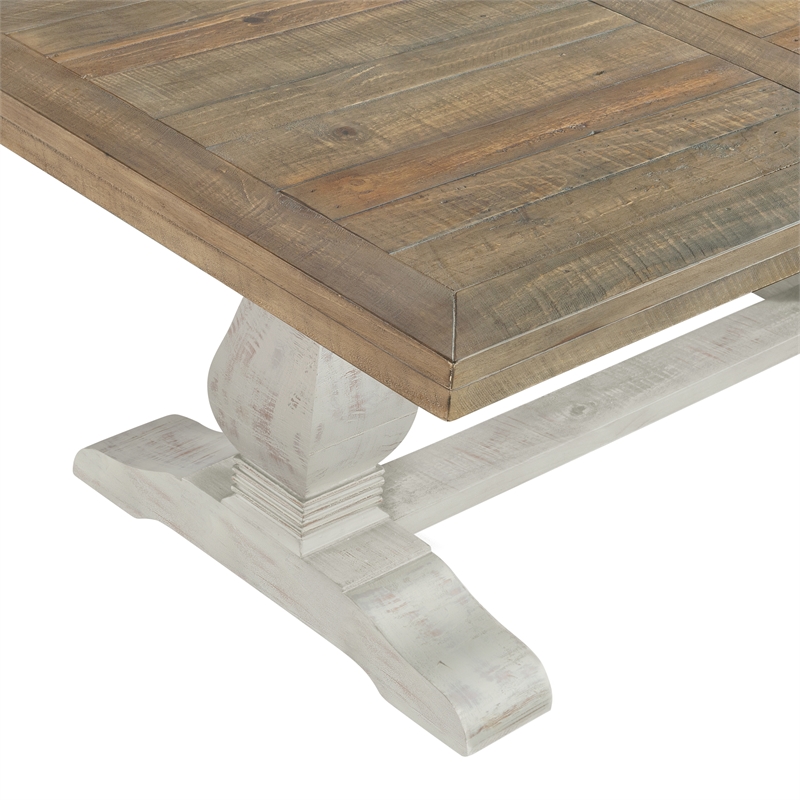 Home Square 2-Piece Set with Napa Solid Wood Coffee Table & End Table in White