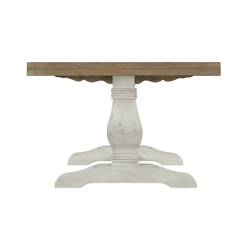 Home Square 2-Piece Set with Napa Solid Wood Coffee Table & End Table in White