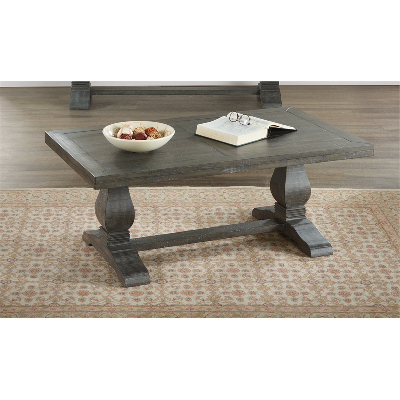 Home Square 2-Piece Set with Napa Solid Wood Coffee Table & End Table in Gray