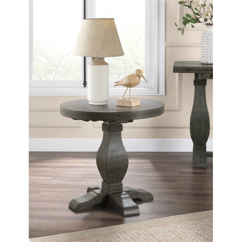 Home Square 2-Piece Set with Napa Solid Wood Coffee Table & End Table in Gray