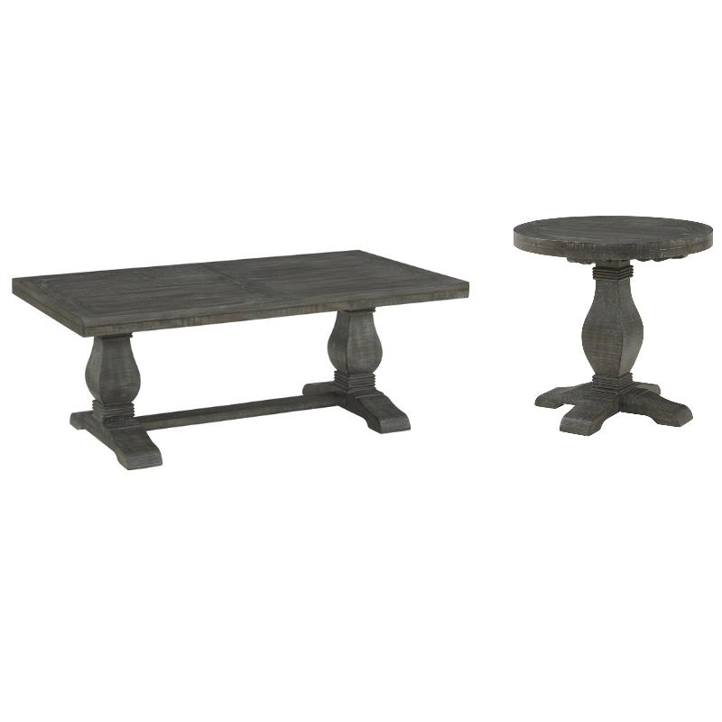 Home Square 2-Piece Set with Napa Solid Wood Coffee Table & End Table in Gray
