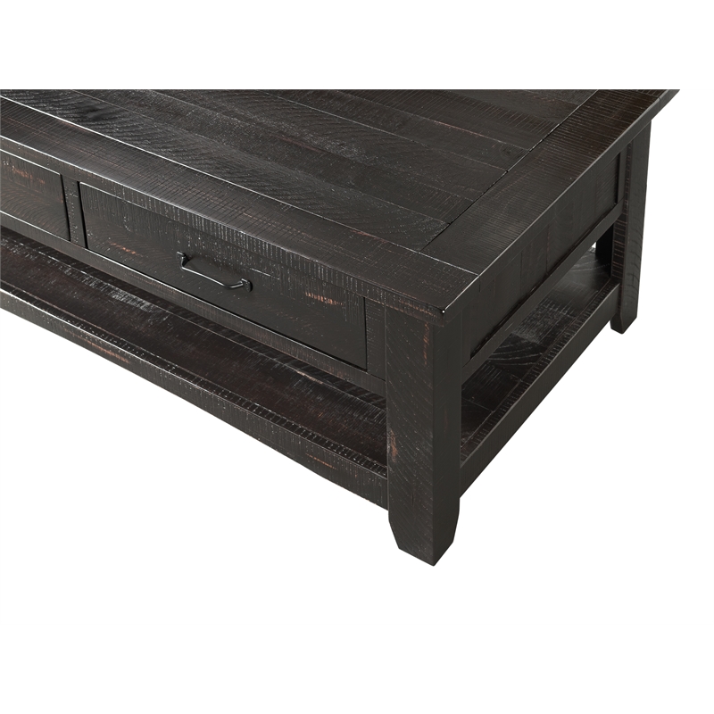 Home Square 2-Piece Set with 2 Drawer Coffee Table & End Table in Antique Black