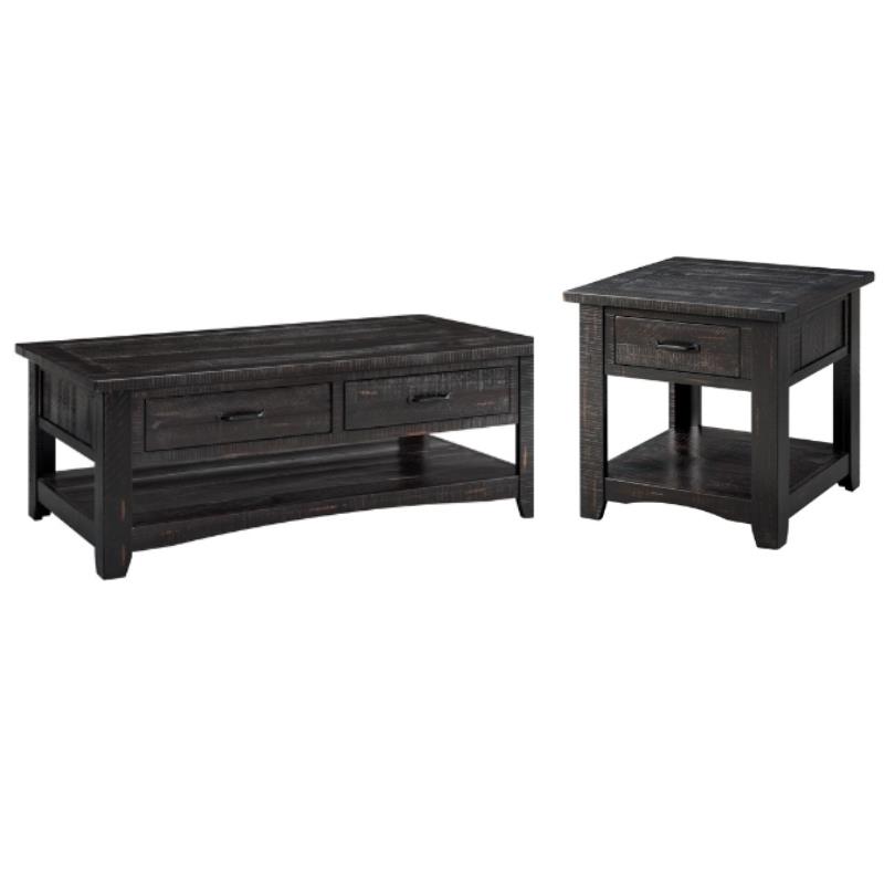 Home Square 2-Piece Set with 2 Drawer Coffee Table & End Table in Antique Black
