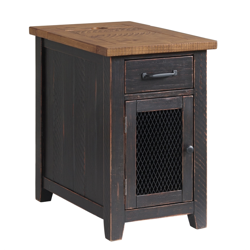 Home Square 2-Piece Set with 2 Drawer Coffee Table & Chairside Table in Black