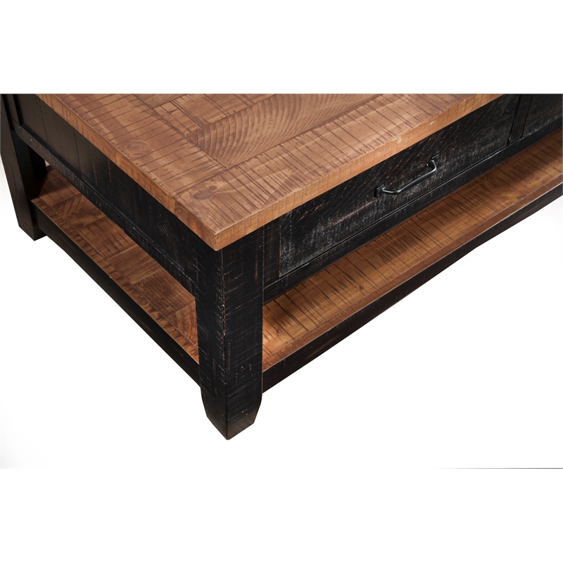 Home Square 2-Piece Set with Coffee Table & Chairside Table in Black and Honey