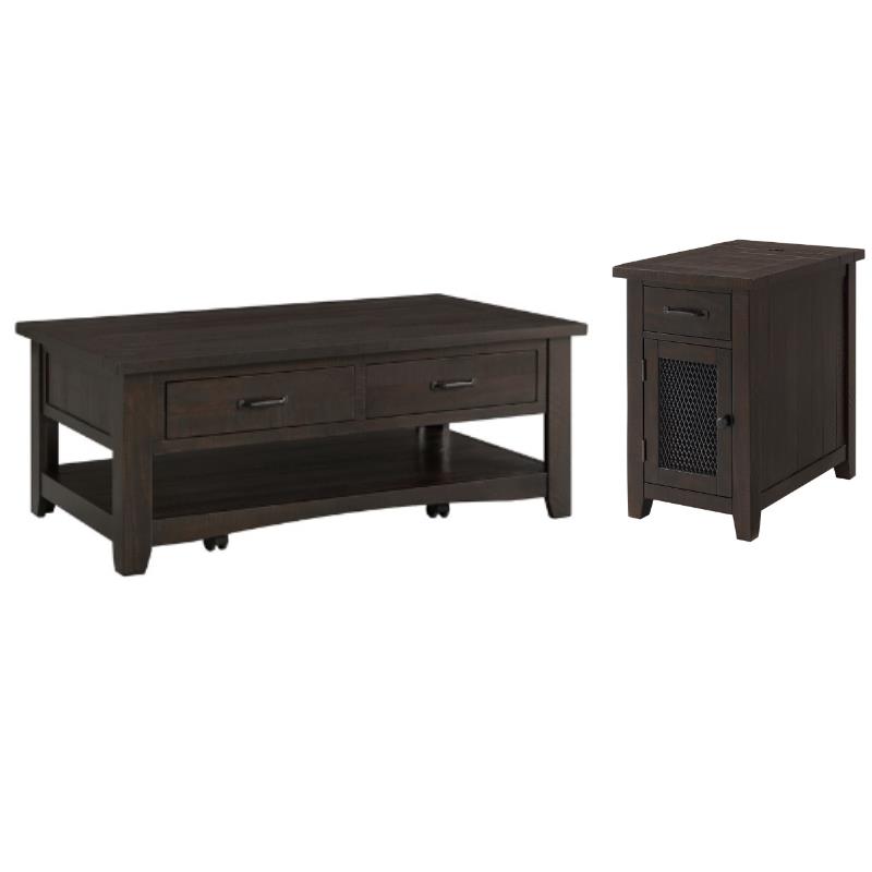 Home Square 2-Piece Set with 2 Drawer Coffee Table & Chairside Table