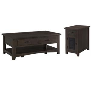 Home Square 2-Piece Set with 2 Drawer Coffee Table & Chairside Table