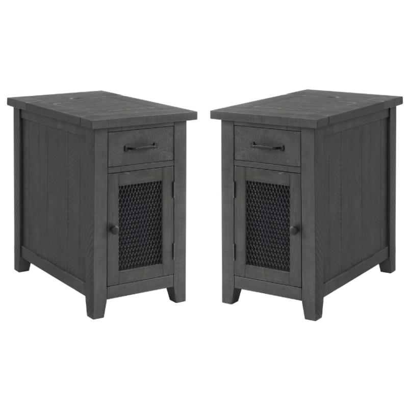 Home Square Rustic Chairside Table in Power Gray - Set of 2