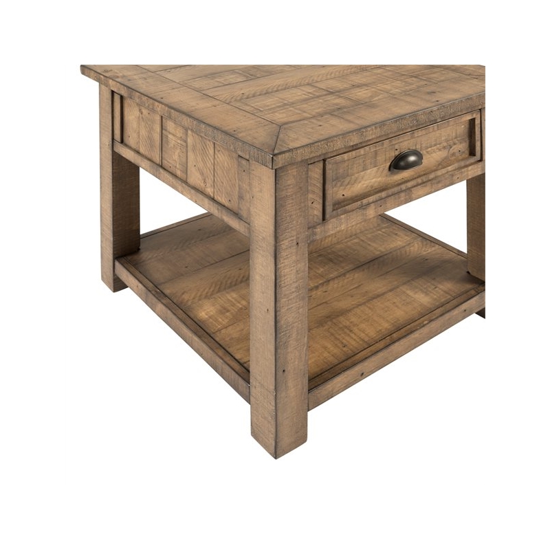 Home Square 2-Piece Set with 2 Drawer Coffee Table & End Table in Natural