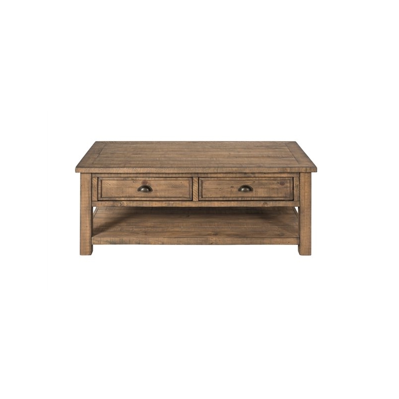 Home Square 2-Piece Set with 2 Drawer Coffee Table & End Table in Natural