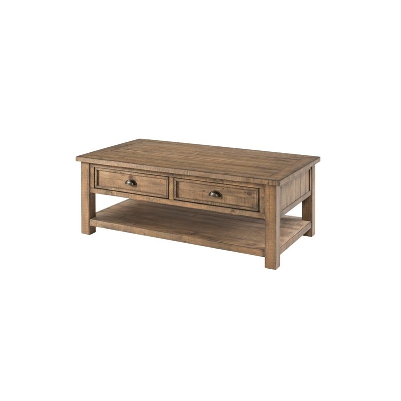 Home Square 2-Piece Set with 2 Drawer Coffee Table & End Table in Natural
