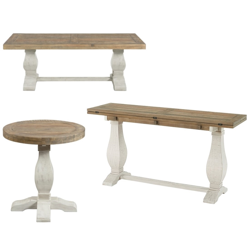 Home Square 3-Piece Set with Sofa Table & Coffee Table & Round End Table