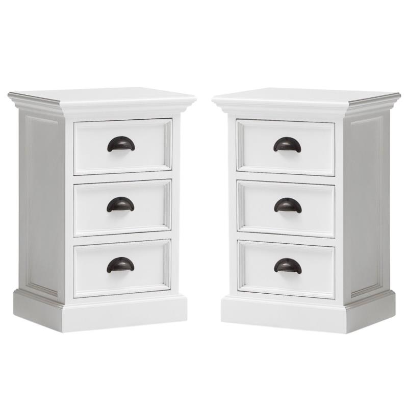 Home Square 3 Drawer Nightstand in Pure White Finish - Set of 2