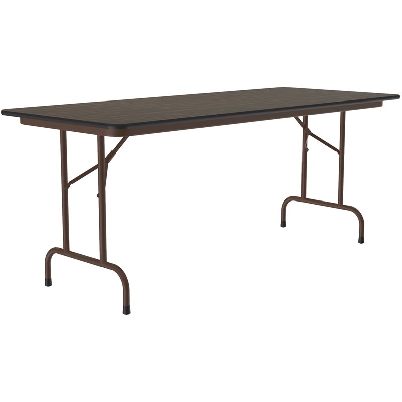 Home Square Melamine Top Folding Table in Walnut Finish - Set of 4