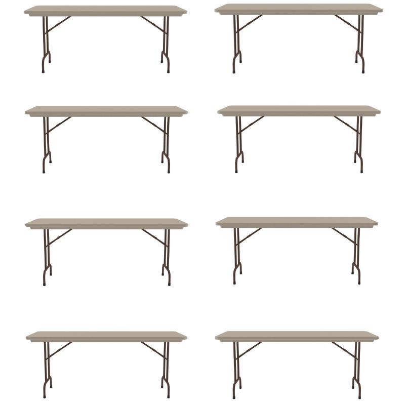 Home Square Blow-Molded Folding Table in Mocha Granite Finish - Set of 8