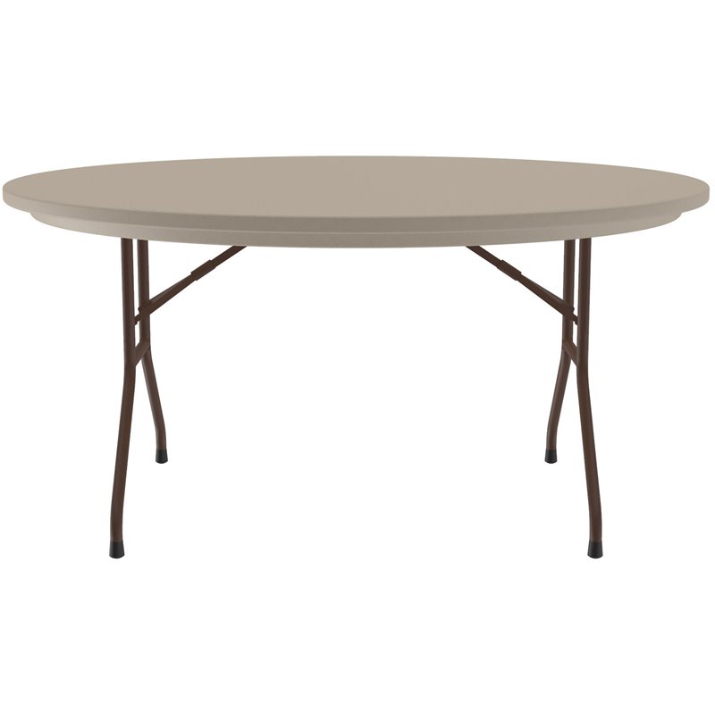 Home Square Metal and Plastic Folding Table in Mocha Granite Finish - Set of 8