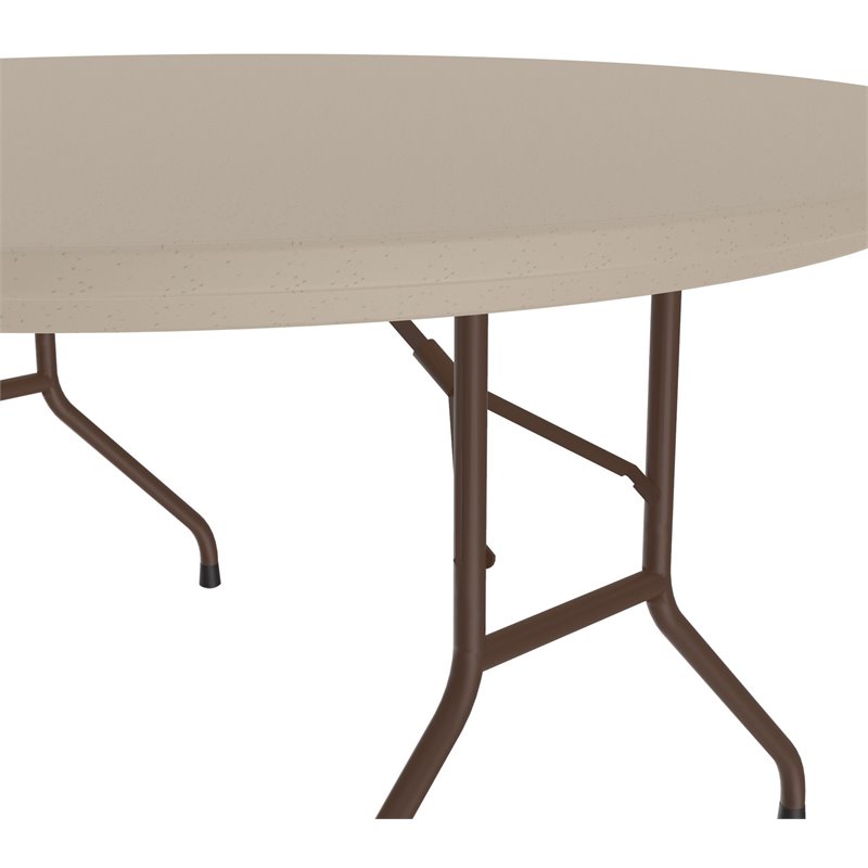 Home Square Metal and Plastic Folding Table in Mocha Granite Finish - Set of 8