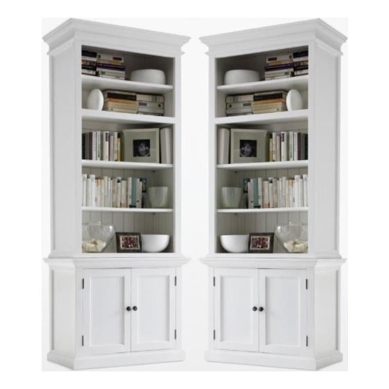Home Square 2 Doors Bookcase in Pure White Finish - Set of 2