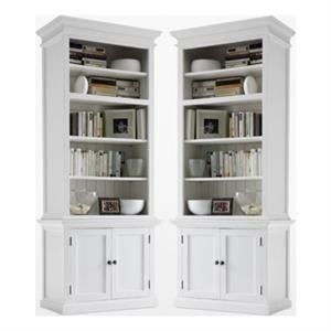 Home Square 2 Doors Bookcase in Pure White Finish - Set of 2