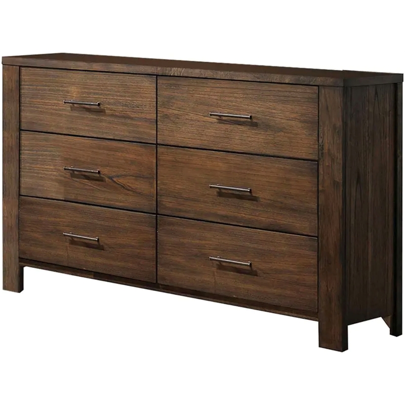 Home Square 3-Piece Set with 6 Drawer Dresser and 2 Nightstands in Oak