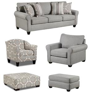 Home Square 5-Piece Set with Ottoman Chair Sofa Accent Chair & Ottoman