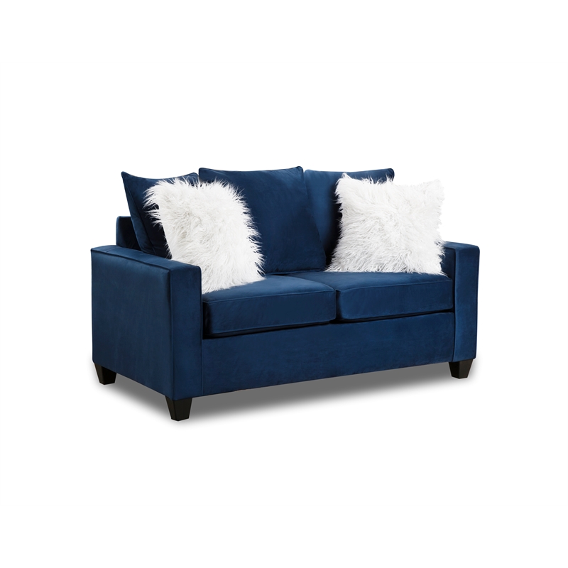 Home Square 3-Piece Set with Chair and Loveseat and Sofa in Navy Blue