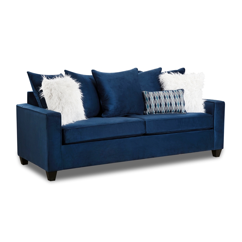 Home Square 3-Piece Set with Chair and Loveseat and Sofa in Navy Blue