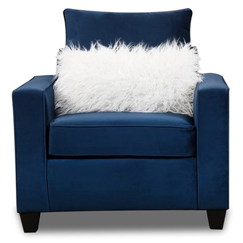 Home Square 3-Piece Set with Chair and Loveseat and Sofa in Navy Blue