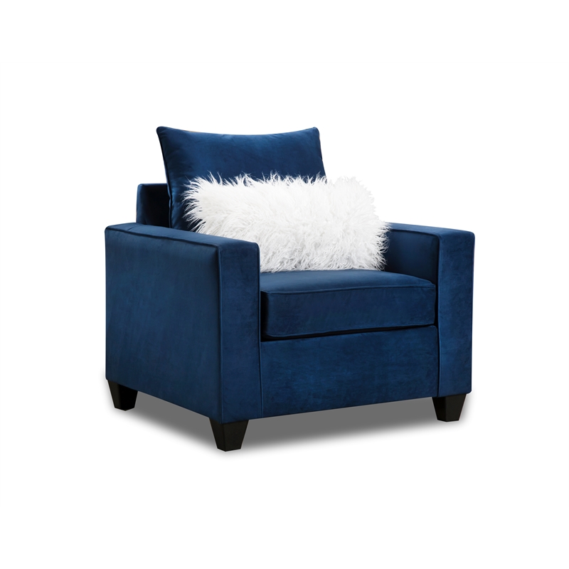 Home Square 3-Piece Set with Chair and Loveseat and Sofa in Navy Blue