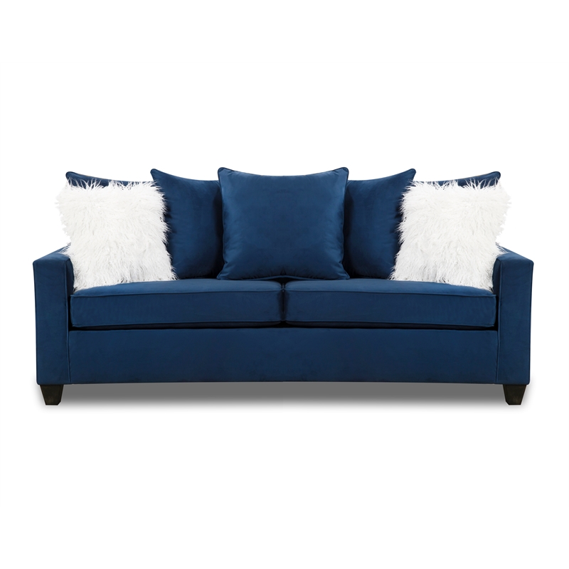 Home Square 3-Piece Set with Chair and Loveseat and Sofa in Navy Blue