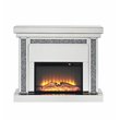 Home Square 2-Piece Set with Fireplace and Accent Mirror in LED Mirrored