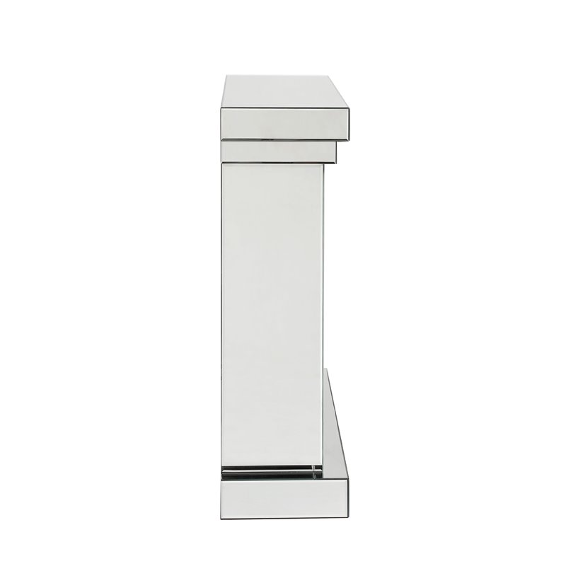 Home Square 2-Piece Set with Fireplace and Accent Mirror in LED Mirrored