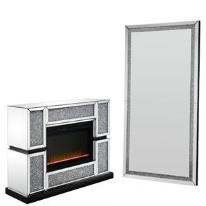 Home Square 2-Piece Set with Mirrored Fireplace and Accent Mirror