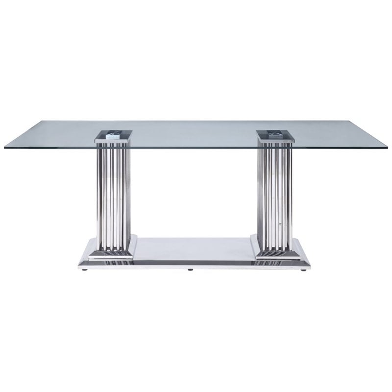 Home Square 5-Piece Set with Stainless Steel Dining Table & 4 Side Chairs