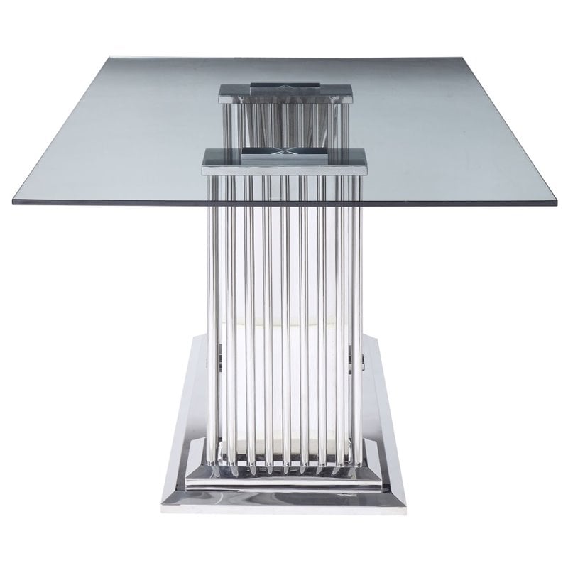 Home Square 5-Piece Set with Stainless Steel Dining Table & 4 Side Chairs