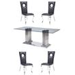 Home Square 5-Piece Set with Stainless Steel Dining Table & 4 Side Chairs