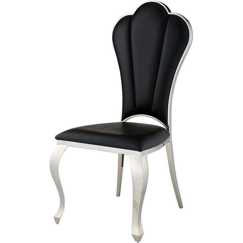 Home Square 7-Piece Set with Steel Dining Table & 6 Side Chairs in Black