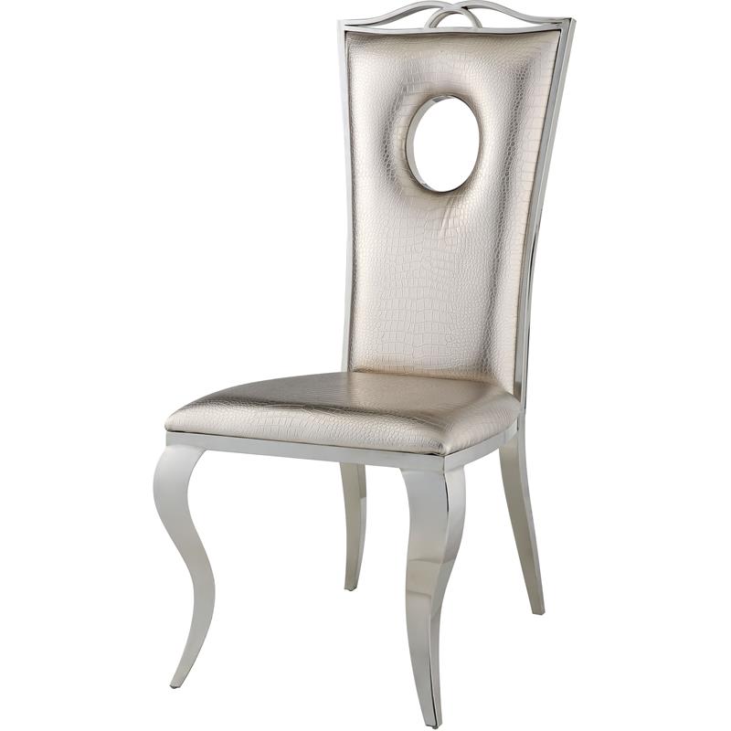 Home Square 7-Piece Set with Clear Glass Dining Table & 6 Side Chairs in Beige