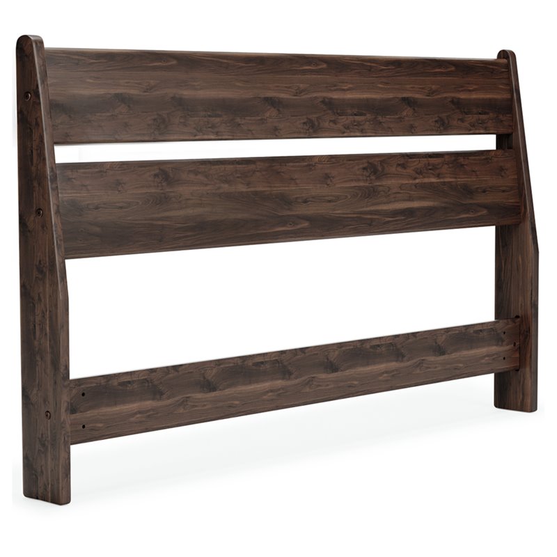 Home Square Full Size Platform Bed with Low Profile Headboard in Mocha Brown