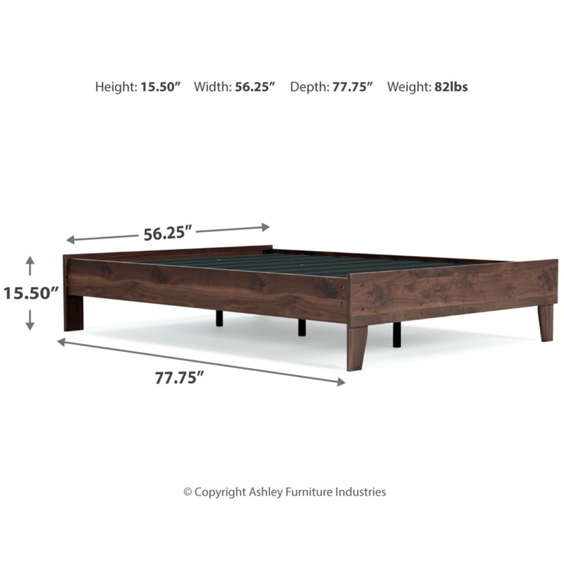 Home Square Full Size Platform Bed with Low Profile Headboard in Mocha Brown