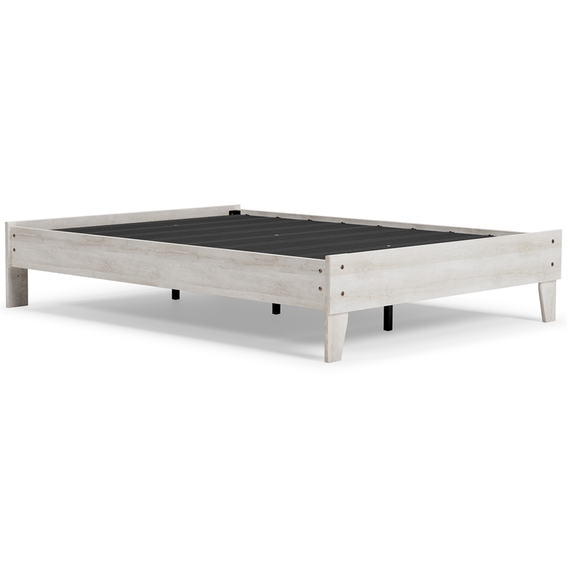 Home Square 2-Piece Set of Full size Panel Headboard & Platform Bed in White